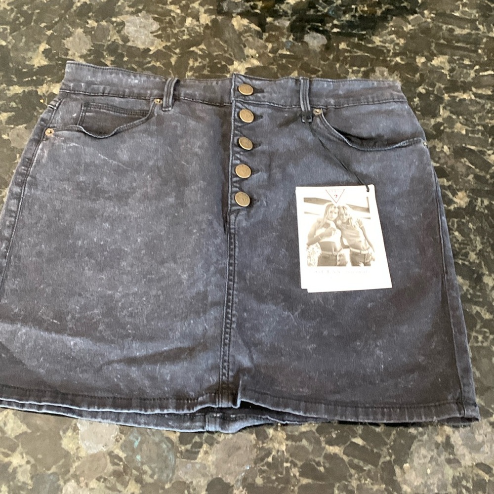 Guess Denim Black Acid Wash Skirt